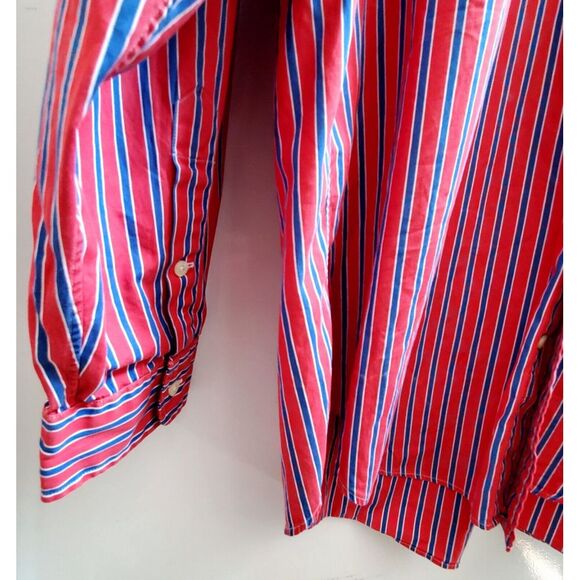Ralph Lauren Stripe Red/Blue/White Long Sleeve Button Up Classic Fit Pony Front - Picture 6 of 10